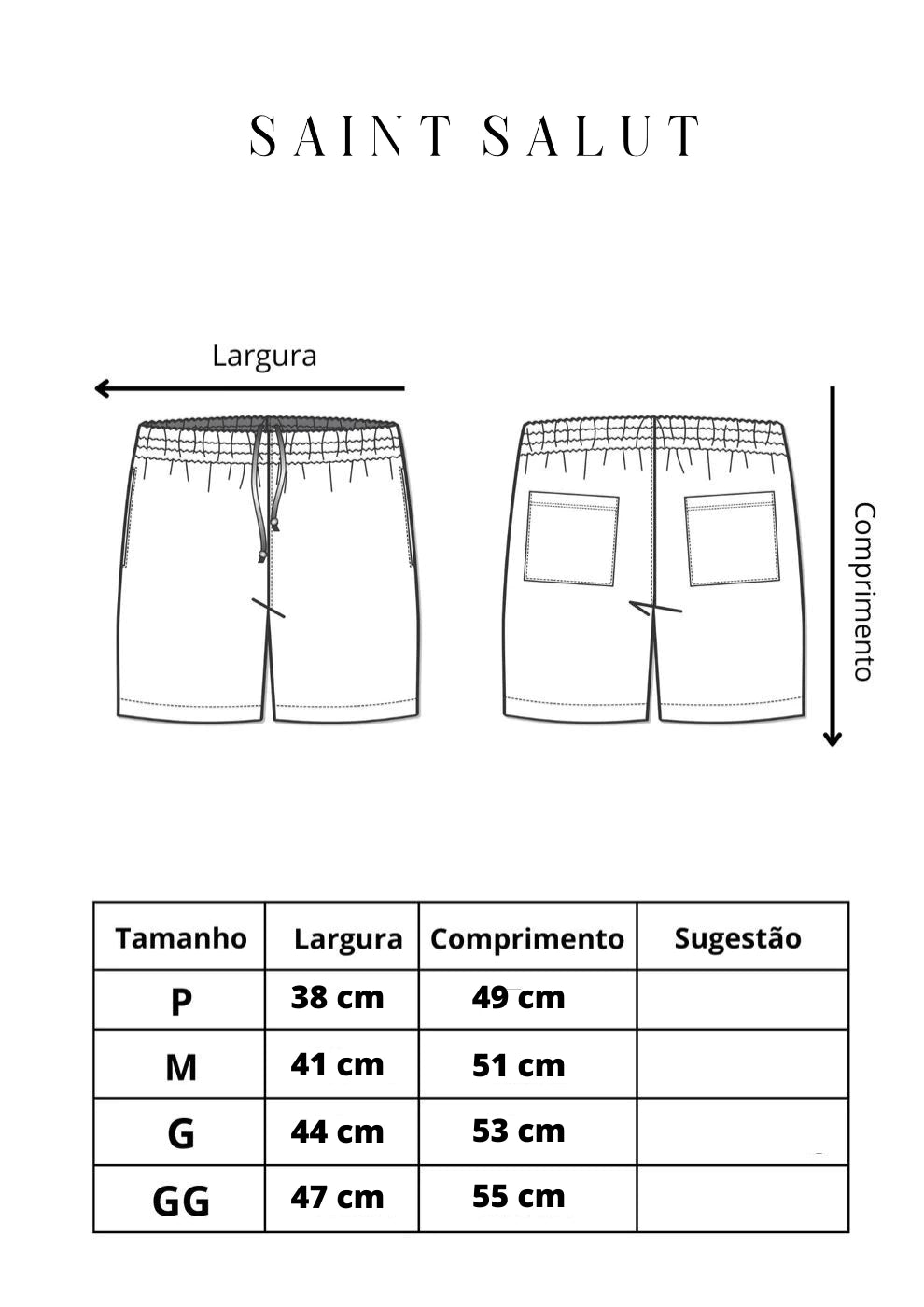 Guia de medidas — Sweatshorts Logo Première