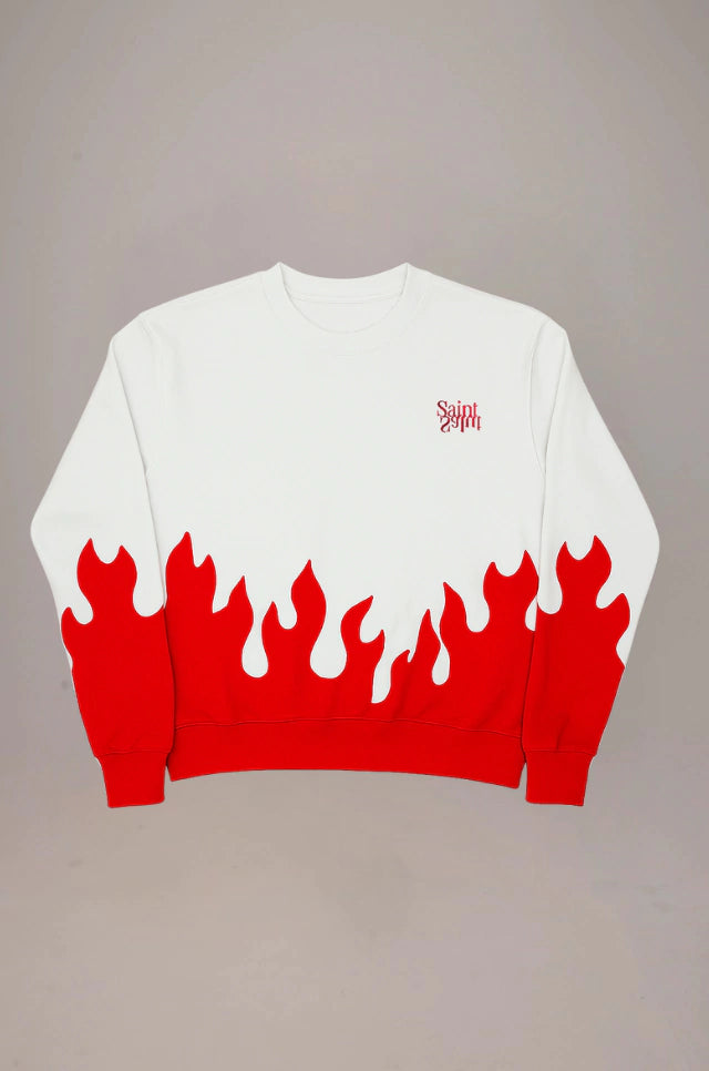Fleece Crewneck Flame "Rouge Neige"