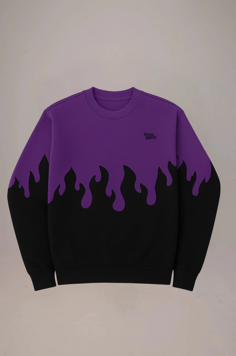 Fleece Crewneck Flame "Noir de Magie"